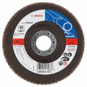 BOSCH Brusna lamelirana ploča, ravna izvedba, potporni tanjir od staklene tkanine X551, Expert for Metal, 125 mm, 22,23 mm, G80 2608606718
