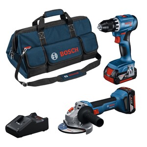 BOSCH Professional set GSR bušilica 18V + GWS ugaona brusilica 18V + 2x4.0Ah + torba 0615A5007N