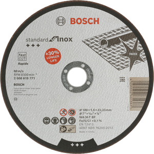BOSCH Rezne ploče Standard for Inox s ravnim središtem prečnika 22,23 mm, za velike ugaone brusilice 2608619771