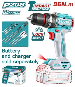 TOTAL Aku udarna bušilica, 20V,96NM,13 mm, brushless SOLO TIDLI209681