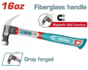 TOTAL Čekić sa rascepkom,450gr, fiberglas, namagnetisan THCH61016