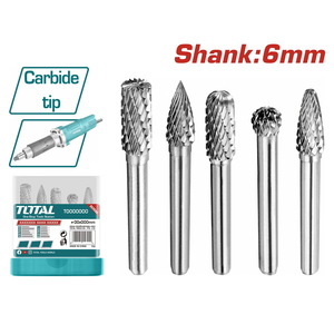 TOTAL 5-delni set karbidnih nastavaka za čeonu brusilicu,6mm TAKC0651