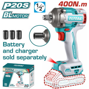 TOTAL BL-Litijum-jonski udarni odvijač 1/2",20v, 400Nm, SOLO TIWLI20401