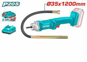 TOTAL Baterijska vibraciona igla za beton,2.0ah baterija i punjač 35x1200mm TCVLI2023011