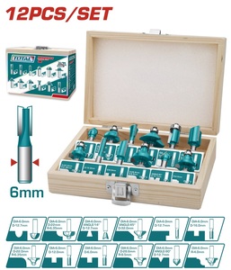 TOTAL Set 12 bitova za glodalicu (6mm) TACSR0121