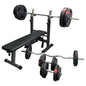 Gorilla sports Klupa za benč sa setom tegova gripper 100 kg bela