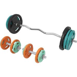 Gorilla sports Kriva EZ šipka sa zvezdastim maticama + Gumirani diskovi + 2 Bučice 70 kg