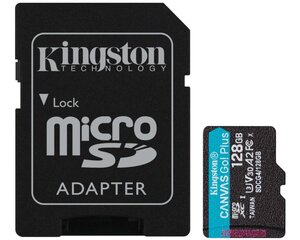 Memorijska kartica KINGSTON U3 V30 microSDXC 128GB Canvas Go Plus 200MB/s A2 + adapter SDCG4/128GB