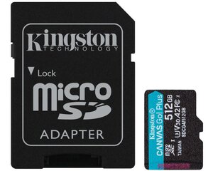 Memorijska kartica KINGSTON U3 V30 microSDXC 512GB Canvas Go Plus 200MB/s A2 + adapter SDCG4/512GB