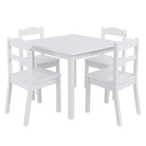 KINDER HOME Dečiji sto sa 4 stolice, drveni set za igru i učenje, beli
