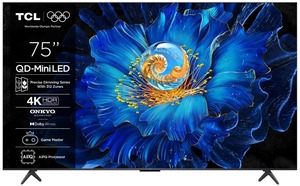 TCL MiniLED TV 75" 75C6KS, 4K Ultra HD, Smart TV, Google TV, QLED, HVA Panel, AiPQ, Dolby Atoms, Ultra Slim Dizajn