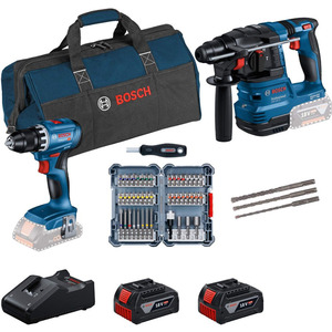 Bosch Professional Kombo set GSR 18V-45 + GBH 18V-22 + ACC sets + 2 x GBA 4.0Ah + GAL 18V-40 + Karton 0615V0003D