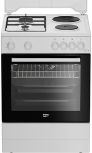 Beko kombinovani šporet FBE 64010 WDN, Ringle + Plin, Ventilatorska rerna, belo-crna