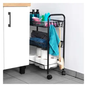 Vilde 568029 - Metalna polica na 3 nivoa (crna ), 44 x 26 x 63 cm