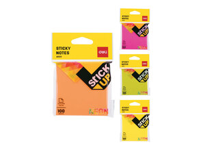 DELI STIKER BLOK NEON  76*76mm MIX BOJE EA02302 - 100LISTA