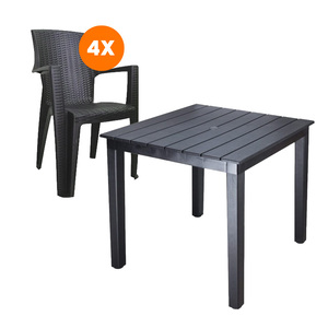 Baštenski set AMELIA Rattan sa stolom CAPRI, antracit