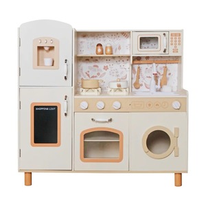 KINDER HOME Dečija drvena kuhinja – vintage stil sa elektronskim pločama za kuvanje, svetlima, zvucima i funkcionalnim dodacima V10C790F