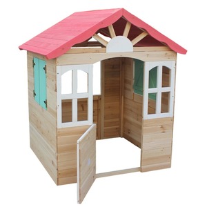 KINDER HOME Dečija drvena kućica za igru na otvorenom - za dvorište i baštu, 115×102×129 cm C996