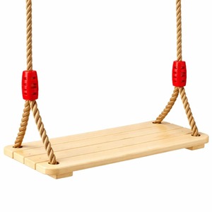 KINDER HOME Dečija drvena ljuljaška za dvorište sa konopcima – prirodno drvo, 33 cm JXS-3033