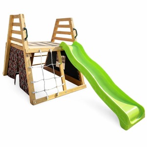 KINDER HOME Dečiji drveni tobogan sa penjalicom za dvorište, 285×152×123 cm SF9