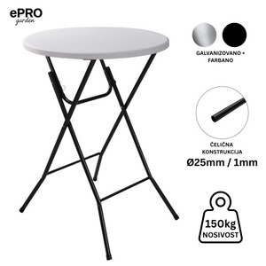 ePRO sklopivi baštenski barski sto Ø80 110cm, metal-plastika