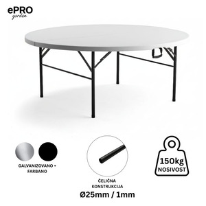 ePRO sklopivi baštenski sto Ø152 74cm, metal-plastika