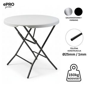 ePRO sklopivi baštenski sto Ø80 74cm, metal-plastika