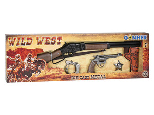 GONHER Western set(puška, revol,lisice,znacka, futr) 8 GN49805