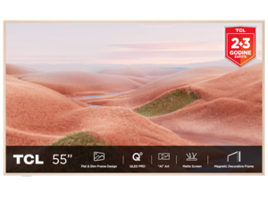 TCL QLED TV 55" 55A300W, 4K UHD, 144Hz, Matte Screen, "Ai" Art, Google TV