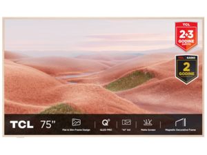 TCL QLED TV 75" 75A300W, 4K UHD, 144Hz, Matte Screen, "Ai" Art, Google TV