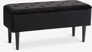 VELORA Klupa w/prostor za odlaganje velvet crna