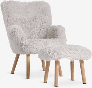 VELORA Fotelja w/footstool prljavo bela