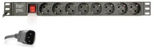 EG-PDU-014-C14 Gembird C14 Produzni kabl sa zastitom 8 uticnica 10A, PDU 1U 3M