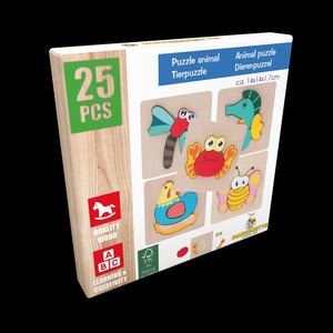 MARIONETTE WOODEN TOYS Drvena puzzle slagalica sa životinjama 14 × 14 cm