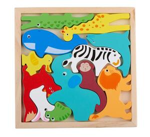 MARIONETTE WOODEN TOYS Drvena puzzle slagalica sa životinjama – 12 delova