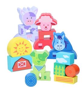 MARIONETTE WOODEN TOYS Drvene kocke Marionette– farm životinje (20 delova)
