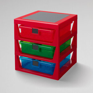 LEGO polica sa 3 fioke i podlogom za gradnju - crvena 40950001