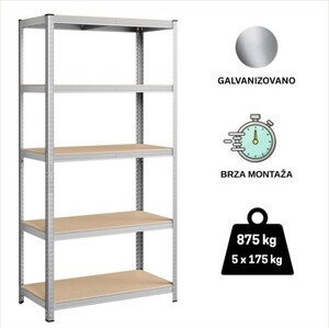 ePRO metalna montažna polica standard 180x90x35, metal-drvo, 875kg (5x175kg)