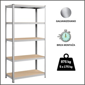 ePRO metalna montažna polica standard 180x90x30, metal-drvo, 875kg (5x175kg)