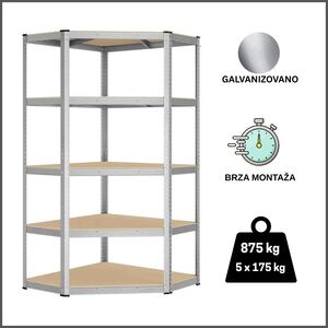 ePRO metalna montažna polica ugaona standard 180x70x30 metal-drvo 875kg (5x175kg)