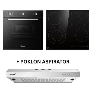 Midea Ugradna rerna MBON5M90M5-BK + Midea Ugradna ploča MVC 662 + Poklon Comfee aspirator KWH-SLIF17SS-60