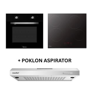 Midea Ugradna rerna MD65M40M0-00 + Midea Ugradna ploča MC-6F6004R242 + Poklon Comfee aspirator KWH-SLIF17SS-60