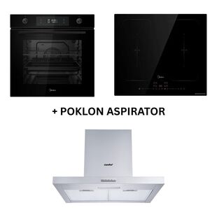 Midea Ugradna rerna MBON5M90E6-BK + Midea Indukcijska ploča MC-IF7455J1CC-A + Poklon Comfee aspirator KWH-TSHM17SS-60