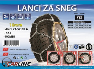 Lanci za sneg za 4x4 i laka dostavna vozila grupa 220 - 16mm