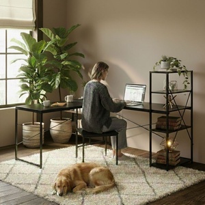 ModernHome Ugaoni radni sto sa policama – Black LOFT TH-CD-1