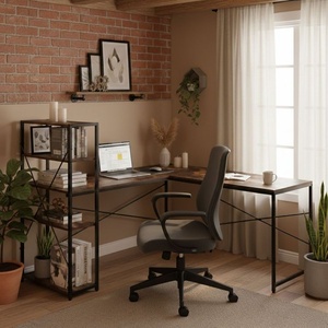 ModernHome Ugaoni radni sto sa policama – Walnut LOFT TH-CD-7-16