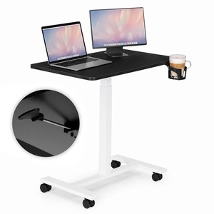 ModernHome Mobilni podesivi sto za laptop 70 × 48 cm, visina 71,5–112 cm, crna radna ploča – JNI-PN01-5-1
