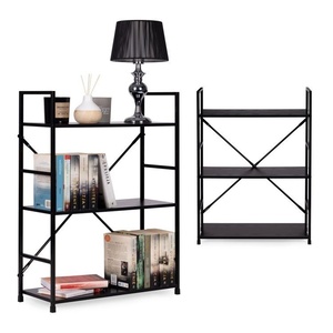 ModernHome LOFT polica sa 3 police i metalnim okvirom – Black CWJ602480LGB