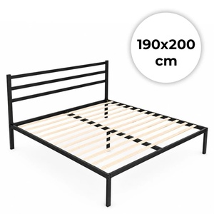 ModernHome Krevet sa metalnim ramom 190 × 200 cm, podnicom i uzglavljem, crni – GIC-BF01