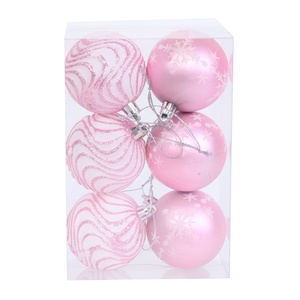 Božićne kuglice 8 cm, 6 kom/pak, roza